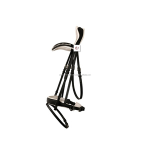 <b>Dressage</b> Anti-Pressure White Padded Leather Horse Bridle Comfort Clear Bling Accessory with Raised Comfort - Product Image 4