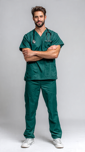 Conjunto de Uniformes Médicos Unisex al por Mayor, Spandex/Poliéster, Micro-Rasguños, Manga Corta, Cuello en V, Pantalones a Juego, Uniforme de Hospital OEM - Product Image 3