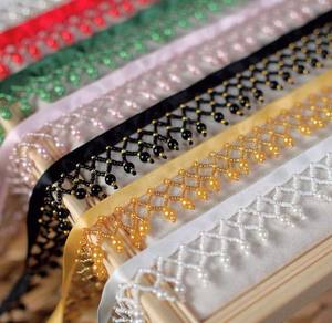 Dangling Gold Bead handmade Beaded pearl <b>Trim</b> <b>Tassel</b> Beaded <b>Trim</b> Tubes Fringe <b>Trim</b> for Party Costumes - Product Image 1