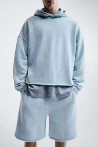 เสื้อฮู้ดดี้ผู้ชายผ้าฝ้ายทรงโอเวอร์ไซส์ ดีไซน์ทรงบ็อกซี่ แขนเสื้อแบบดรอปโชว์เดอร์ ชายเสื้อแบบรุ่ย รุ่นวินเทจวอช ปี 2025 สไตล์สตรีทแวร์สำหรับฤดูหนาว - Product Image 6