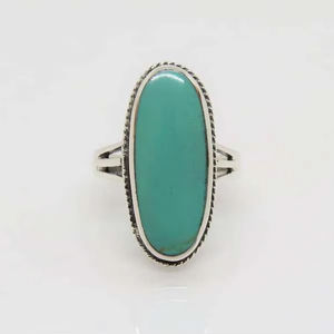 แหวนพลอยสีขาวทรงรีขนาด8สีเทอร์ควอยซ์ตั้งวงแหวนแบบยาวประดับพลอยสีขาวสวยเหมาะสำหรับเป็นของขวัญงานแต่งงานงานเลี้ยง - Product Image 1