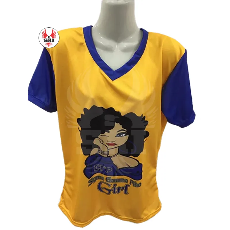 Camiseta de algodón con bordado de Sorority para mujer, SGRHO personalizada con bordado de camiseta de poliéster, gama Rho