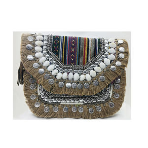 Classique Boho Vintage coton grande capacité messager pochette à la mode bandoulière sac à bandoulière fermeture éclair pour décontracté fête Portable - Product Image 1