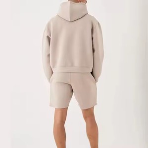 ชุดเสื้อผ้าคอตตอนฟลีซ2ชิ้นสำหรับผู้ชายชุดเสื้อผ้า2ชิ้นมีฮู้ดและกางเกงขาสั้น2026โลโก้ตามสั่ง - Product Image 5