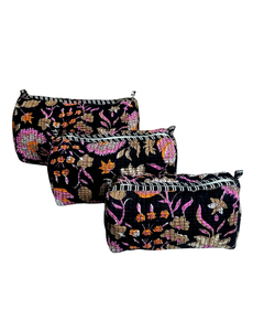 Eco-Friendly Reusable Travel Cotton <b>Quilted</b> Makeup Organizer | Durable Water Resistant for Zipper <b>Bag</b> with Soft Handle - Product Image 2