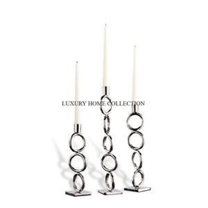 Juego de 3 candelabros de decoración de mesa de artículos de plata de aluminio, diferentes tamaños, candelabro de iluminación moderno más vendido - Product Image 2