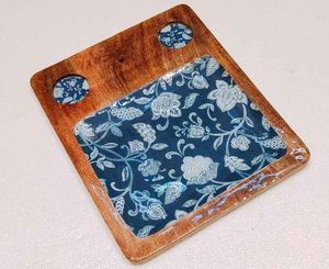 Vajilla de lujo de calidad superior, bandeja para servir artesanías, elegantes asas impresas de madera, presentación personalizable hecha a mano - Product Image 1