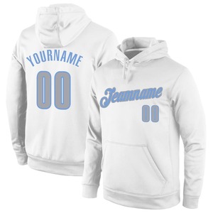 Wholesale & <b>Dropship</b> Custom Stitched White Gray-Light Blue Sports Pullover Sweatshirt Hoodie Crocheted Embroidered for Winter - Product Image 1