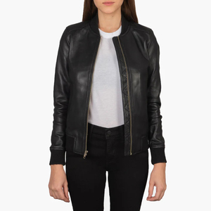 Chaqueta de Motocicleta de Cuero Genuino Personalizada para Mujer |   Lona Transpirable |   Ropa Exterior Informal Elegante y de Corte Ajustado |   Acabado OEM - Product Image 1
