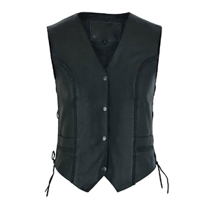 Chaleco de Cuero para Mujer con Material Exterior Resistente, Ajuste Cómodo, Superficie Lisa, Diseño sin Mangas, Cierre de Cremallera Seguro - Product Image 1