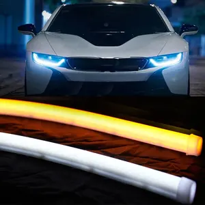 2 Stuks 60Cm Witte Dagrijverlichting Gele Draai Licht Led Auto Lichtstrip 12V Led Omgevingslicht Auto Koplamp