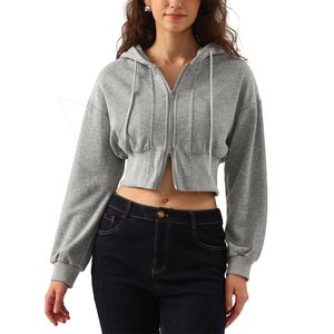 A prueba de viento 2022 Venta caliente Sudaderas con capucha personalizadas para mujeres Nuevo estilo Otoño Impreso Sudadera de algodón Mujeres Sudadera con capucha recortada - Product Image 1