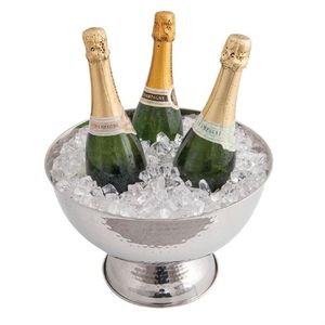 Refroidisseur à vin de haute qualité plaqué or métallique, forme ronde, bol à champagne avec base pour les hôtels et les bars, utilisation pour les fêtes - Product Image 5