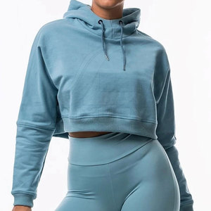 2025 <b>Winter</b> Breathable Women's Hooded Crop <b>Top</b> Hoodies Front Logo Casual Workout Wholesale - Product Image 4