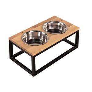 Bonne qualité, meilleur choix, mangeoire en bois pour animaux de compagnie, plusieurs tailles, conception OEM, Double bols, bol pour animaux de compagnie, fabricant vietnamien - Product Image 1