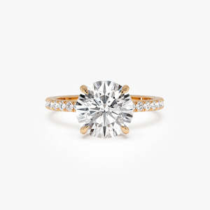 Magnífico Anillo de Compromiso con Diamante Cultivado en Laboratorio, Corte Redondo, Pavé, Halo Oculto, 2.40 Ct, E-F VS, Oro de 14K, Regalo de Aniversario de Bodas - Product Image 2
