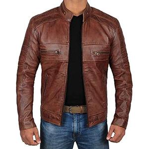 Chaqueta de Motociclista para Hombre, Nueva, Estilo Desgastado, en Cuero Vacuno Auténtico Negro con Forro de Plumón, para Invierno - Product Image 3