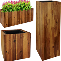 Grosir harga bagus Pot tanaman kayu Acacia dengan kolom tanaman untuk bunga Outdoor penanam dekorasi taman dari Vietnam