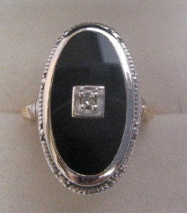 <b>Diamond</b> <b>Ring</b> with Black Onyx-Elegant Gemstone and <b>Diamond</b> Jewelry - Product Image 1
