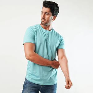 T-shirt pour homme 100% pur coton GSM Henley personnalisé T-shirts à deux boutons sur mesure pour l'été en plein air T-shirts pour hommes - Product Image 3