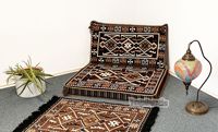 Housse de coussin de sol turque géométrique orientale tissée et brodée pour une personne (rembourrage en mousse PE, matière polyester/coton)
