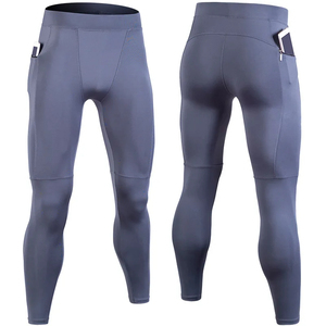 Pantalons de compression pour hommes de haute qualité, en spandex/polyester, respirants, confortables, mi-longs, trois couleurs : noir, blanc, gris - Product Image 2