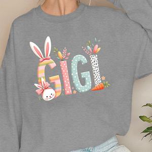 GIGI Sudaderas con letras grandes y juguetonas para mujer Tela de punto informal estampada - Product Image 5