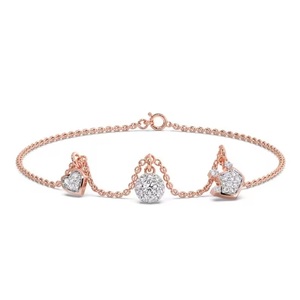 Dainty Gold Diamond Round Bracelets Cadeaux pour elle 14K Gold Diamond Round Bracelet Gold Heart Bracelet Minimalist - Product Image 1
