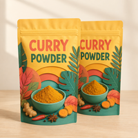 Sachets d'emballage pour poudre de curry, directement de l'usine, avec logo personnalisé, fermeture éclair, sacs à fond plat