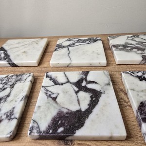 Sous-verres carrés en marbre Calacatta Viola avec bouchon, sous-verres de luxe pour boissons, décoration de table à domicile, livraison gratuite aux États-Unis - Product Image 5