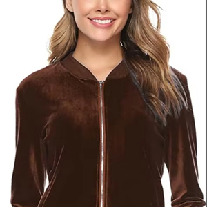 Chándal de terciopelo con diamantes de imitación al por mayor para mujer, conjunto de Sudadera con capucha, chaqueta de chándal con bolsillo y cremallera personalizada, conjunto de dos piezas para mujer, ropa para correr - Product Image 1