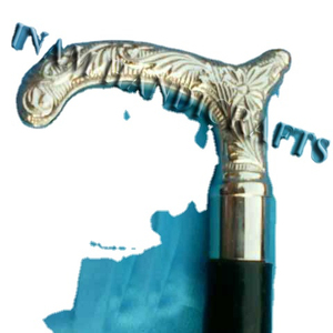 Sculpted Derby Handle Wooden <b>Walking</b> Cane with Ornate Metal Details | Dark <b>Wood</b> <b>Walking</b> <b>Stick</b> for Hiking Travel and Outdoor Use - Product Image 1