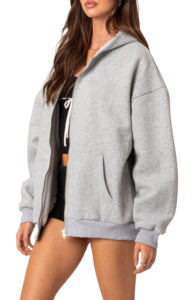 Sweats à capuche de haute qualité avec fermeture éclair oversize pour femmes, poids lourd, logo imprimé personnalisé, sweat à capuche respirant à séchage rapide - Product Image 6