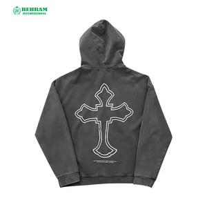 Nouvel Arrivage Sweat à Capuche Unisexe Épais 500 GSM Délavé à l'Acide Épaules Tombantes 100% Coton Molleton/French Terry - Product Image 2