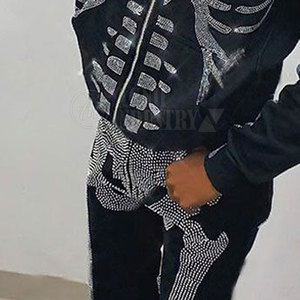 Survêtements d'hiver pour hommes respirants, écologiques, confortables, à capuche, avec strass, 100% coton, légers, vêtements de course, prix de gros - Product Image 6