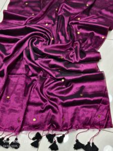 GINI <b>TISSU</b> Eco-Friendly Quick-Dry <b>Cotton</b> Fabric Saree Lightweight Woven Technique Plain Dyed Wedding Dress for Girls 400 GRM 6.3 - Product Image 6