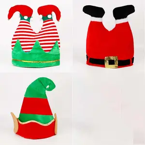 หมวกแขนยาวสีแดงสุดสร้างสรรค์ของตกแต่งเทศกาลคริสต์มาสหมวกซานตาเอลฟ์สำหรับผู้ใหญ่