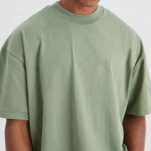 Colección de verano 2025, camiseta de manga corta de algodón pesado de 230G para hombre, camisa Base de Color sólido con cuello suelto, placa ligera, 100% de algodón - Product Image 3