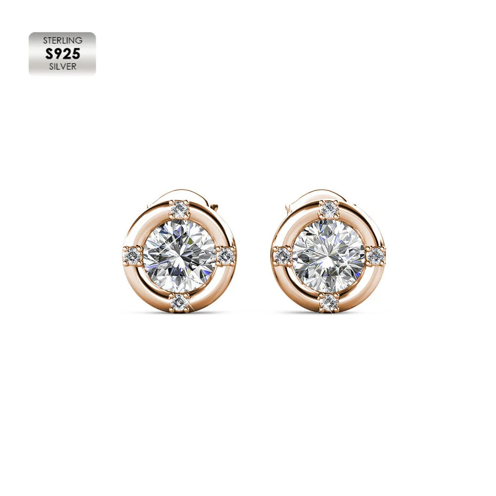 S925 Sterling Silver with 18k rose gold plated women earrings
