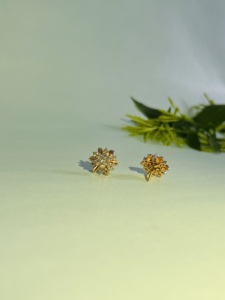 Exclusivo 14K oro rosa hoja flor pendiente diamante pendientes Natural H I redondo brillante corte SI3 I1 proveedor al por mayor - Product Image 3