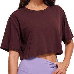 Top corto para mujer, blusas, camisas, ropa informal de Color sólido, camisetas cortas transpirables con estilo para mujer en todos los colores, logotipo de tamaño - Product Image 1
