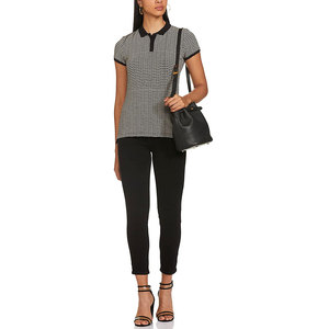 Algodón de media manga para mujer para Polo Logotipo estampado personalizado Longitud corta Tamaño regular Tejido de punto transpirable Estilo informal - Product Image 2