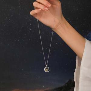 Collier personnalisé Jeulia Luna Astra Moon Star avec pierre de naissance pour chat - Charme en zircon plaqué or - Product Image 4