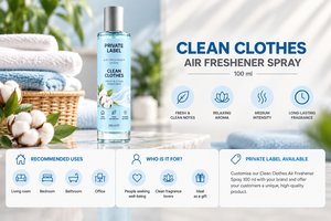 สเปรย์ปรับอากาศทำความสะอาดเสื้อผ้า แบรนด์ส่วนตัว 100 มล. รับผลิตแบบ OEM |   สเปรย์น้ำหอมปรับอากาศบ้านกลิ่นผ้าลินินสดชื่น |   สเปน สหภาพยุโรป - Product Image 3