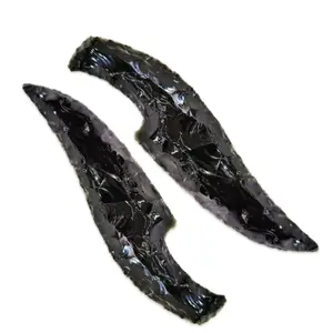 手工编织黑色黑曜石水晶刀5.5-6英寸黑色黑曜石阿塔姆刀美丽黑曜石匕首
