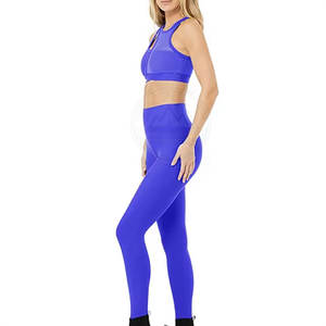 Conjunto profesional OEM de Yoga de talla grande para mujer transpirable de secado rápido con cintura elástica patrón sólido - Product Image 2