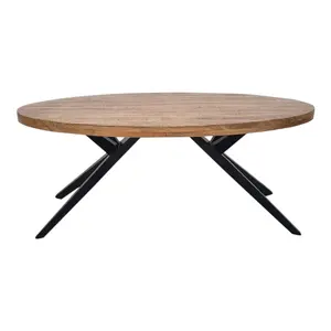 Fosco acabado forma oval madeira manga sólida mesa de jantar 6 pessoas vintage estilo industrial 2024 manga madeira mesa de jantar