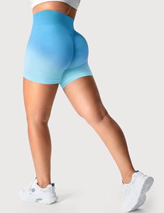Pantalones cortos de Yoga sin costuras de cintura alta para mujer, mallas de entrenamiento con patrón sólido, Spandex reciclado/nailon, ropa deportiva para gimnasio - Product Image 4