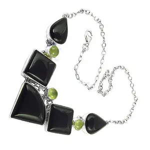 Collier en argent 925 plaqué or 18 carats, style vintage, onyx péridot, motif croix classique, déclaration de style pour les femmes, fiançailles, mariage - Product Image 3