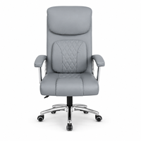 Chaise de bureau exécutive ergonomique moderne de qualité supérieure, gris, avec dossier haut, coutures en losange, pivotant à 360° et réglable en hauteur
